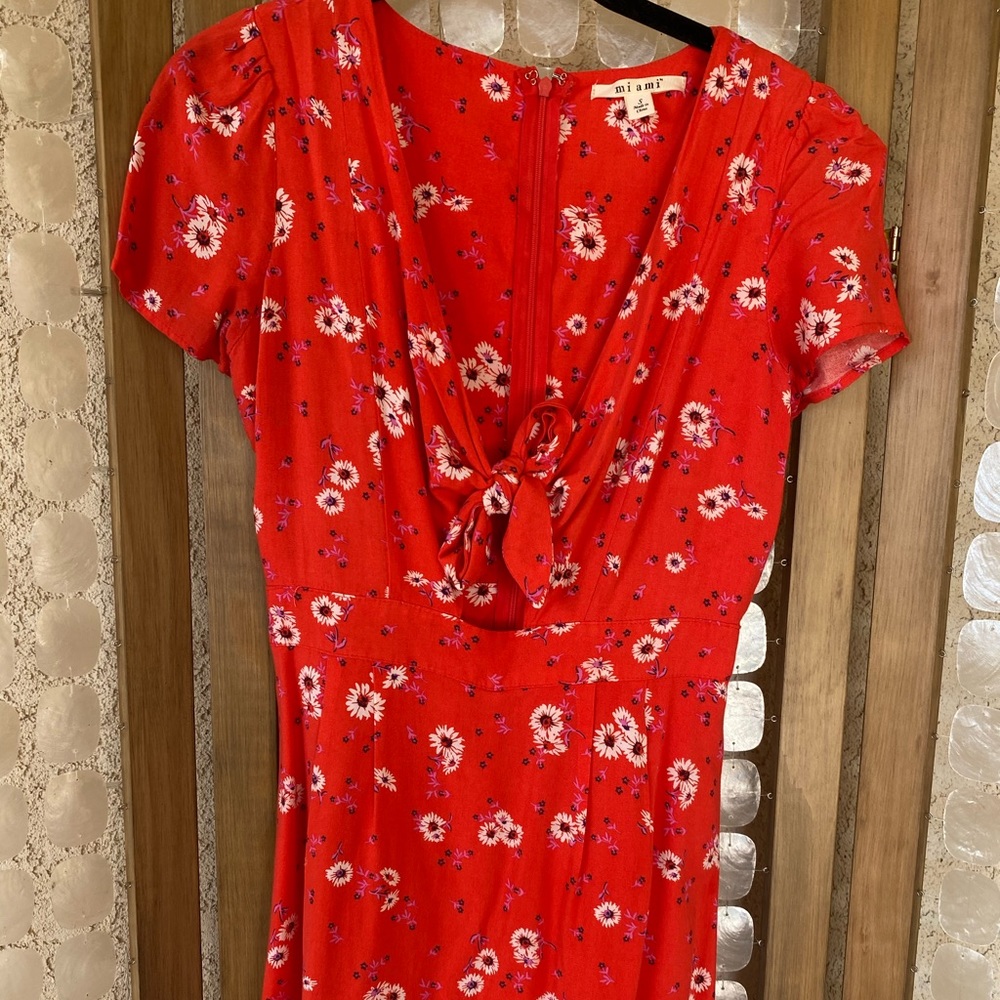 Floral tie front romper